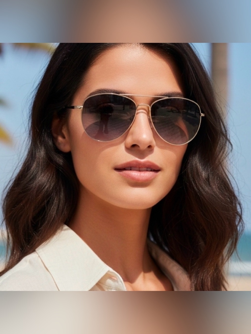 Tom Ford Gold Aviator Sunglasses with Gradient Lenses